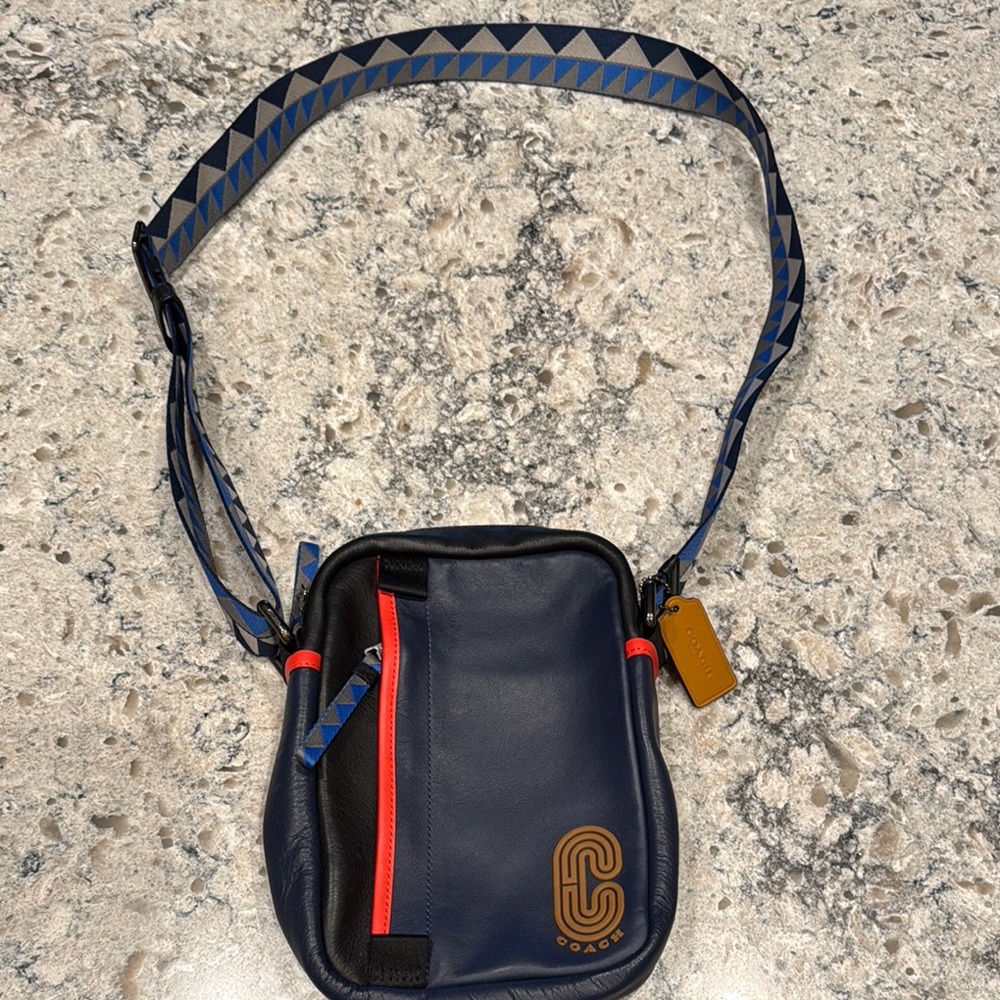 Coach Blue and Red Messenger Bag with Sporty Design